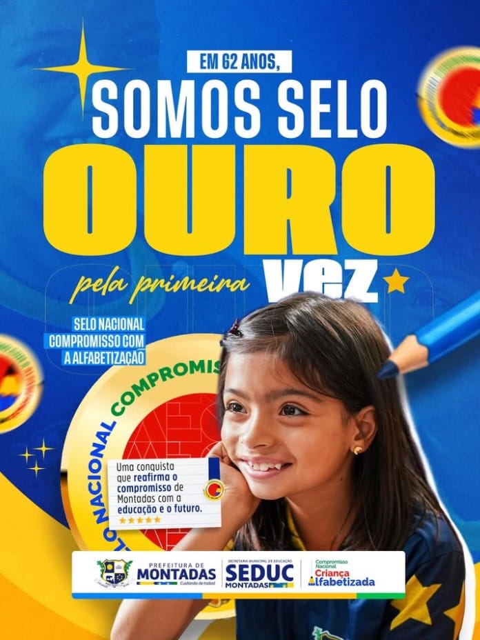 Em 62 anos de história, Montadas conquista o inédito selo de ouro da alfabetização