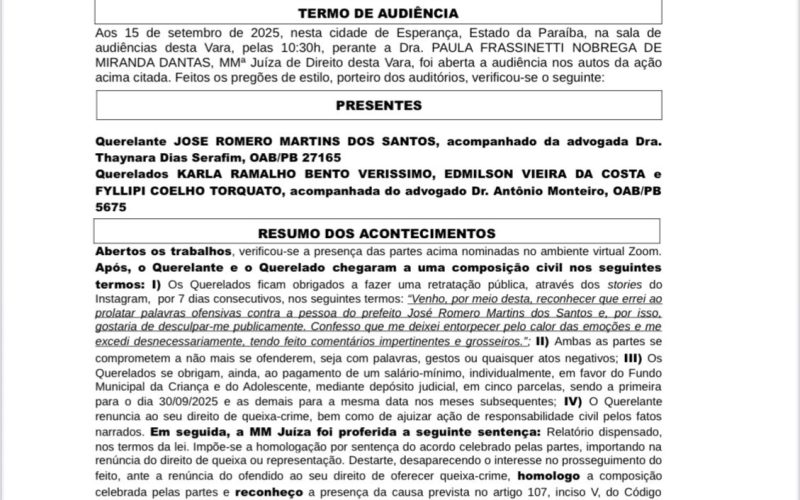 Esposa de vereador e mais duas pessoas são notificadas pela Justiça e deverão se retratar em Montadas